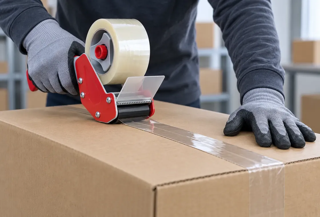 Sealing a carton with a hand tape dispenser